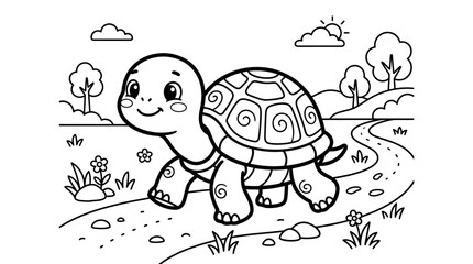 Smiling turtle with spiral shell design. © Kebo