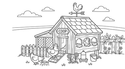 Obraz premium chicken standing on farm steps.