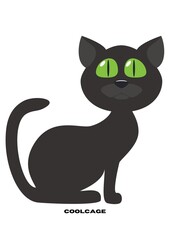 Obraz premium black cat green eyes vector
