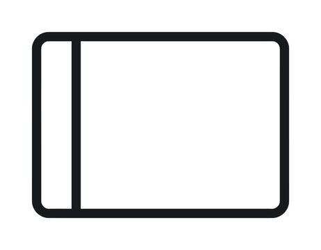 A minimal black sidebar layout icon. This simple line symbol represents a two-column view, perfect for UI, UX, web design, and app interfaces. Modern and clean vector graphic.