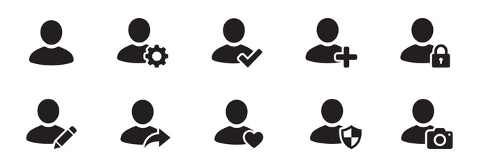 Fototapeta premium User Profile and Account Management Icons, Avatar Silhouettes Vector. Vector Illustration.