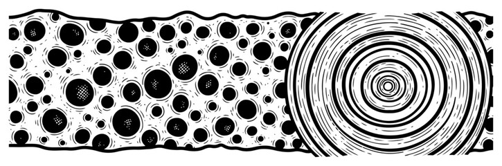 Obraz premium Abstract decorative banner with organic bubble and concentric circle patterns