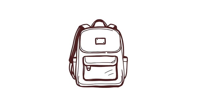 Outlined backpack illustration on white background for school or travel design