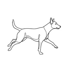 Obraz premium Running dog outline illustration white background for graphic design concepts