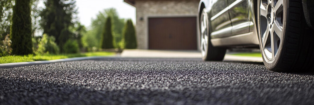 Driveway with rubber crumb pavement near a house Generative AI