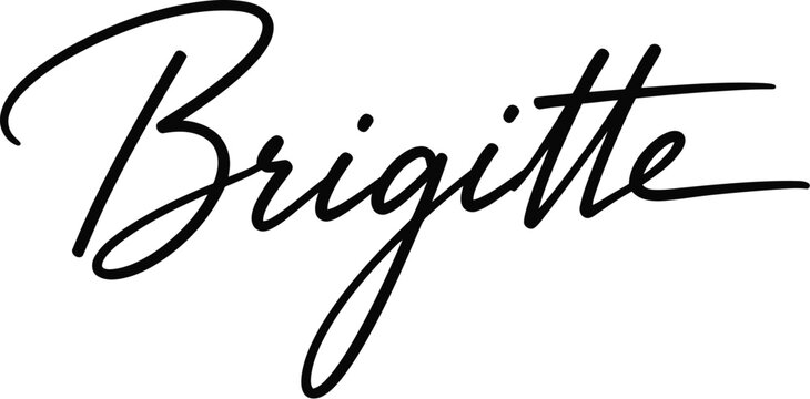 A elegant black cursive signature of the name Brigitte on a white background