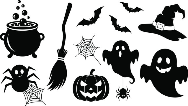 Halloween symbols and icons set