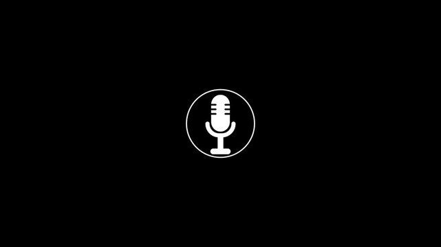Voice rcording mic microphone button icon animation. neon line microphone icon.cording and podcast mic microphone button icon animation. Podcast rcording Audio Icon with Microphone .4k video .
