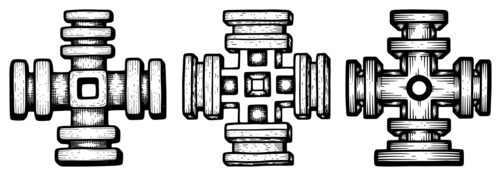 Engraved industrial pipe valve fittings set