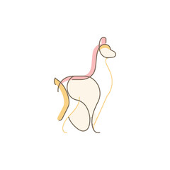 Fototapeta premium Minimalist Line Art Llama Illustration with Soft Pastel Colors.