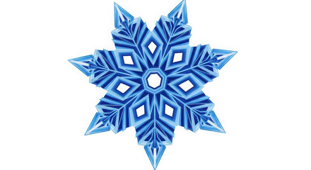 Obraz premium Blue geometric snowflake design isolated on transparent background