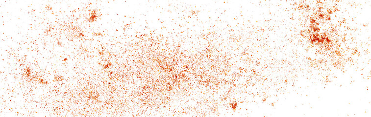 Close up pile of red paprika powder flying isolated on white background and texture, clipping path,...