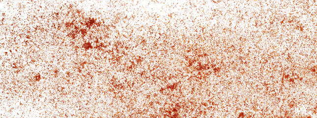 Close up pile of red paprika powder flying isolated on white background and texture, clipping path,...