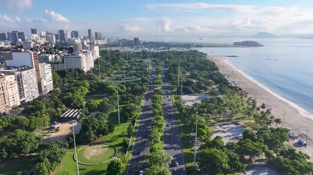 Rio De Janeiro Skyline In Brazil. Freeway Landscape. Downtown City. Rio Niteroi Bridge Skyline. Rio De Janeiro Skyline In Rio De Janeiro In Brazil. Tourism Landmark. 
