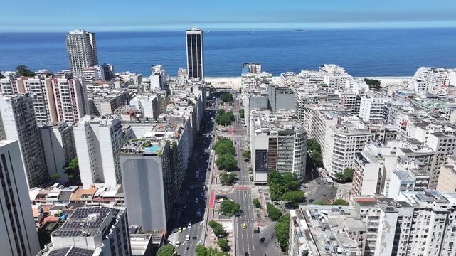 Rio De Janeiro Skyline In Rio De Janeiro In Brazil. Princess Isabel Avenue Landscape. Downtown City. Copacabana Beach Skyline. Rio De Janeiro Skyline In Rio De Janeiro In Brazil. Tourism Landmark. 