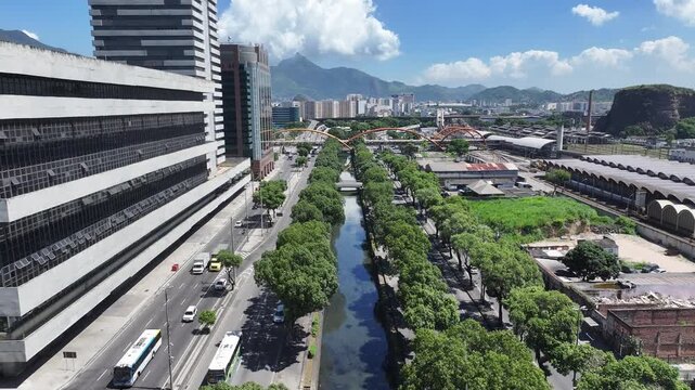 President Vargas Avenue In Rio De Janeiro In Brazil. Beautiful Day Scenery. Downtown City. Transport Skyline. President Vargas Avenue In Rio De Janeiro In Brazil. Tourism Landmark. 