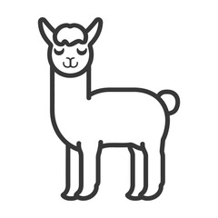 Fototapeta premium A stylized standing llama with a happy and peaceful facial expression