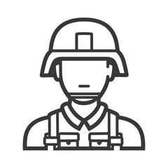 Naklejka premium A simplistic graphic illustration depicting a soldier in full uniform