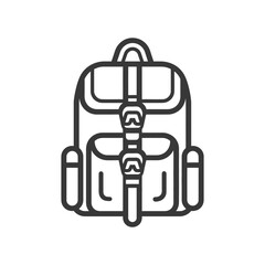 Fototapeta premium A simple line illustration depicts a filled backpack design