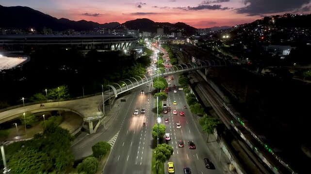 Sunset Rio De Janeiro Skyline In Rio De Janeiro In Brazil. Rays Of Sun Scenery. Downtown District. Sunset Skyline. Rio De Janeiro Skyline In Rio De Janeiro In Brazil. Beautiful Cityscape. 