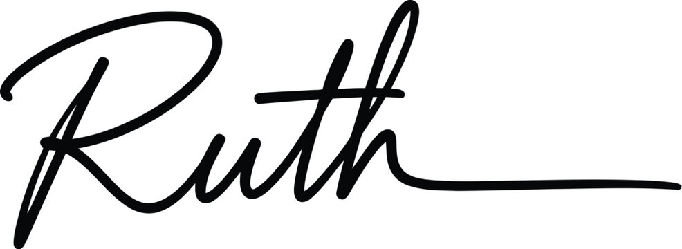 A woman's signature with the name Ruth written in black cursive script on a white background