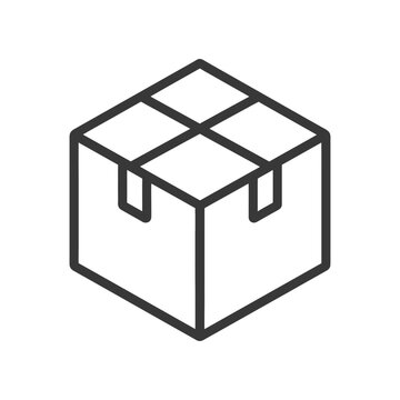 A simple graphic illustration of a brown cardboard packaging box