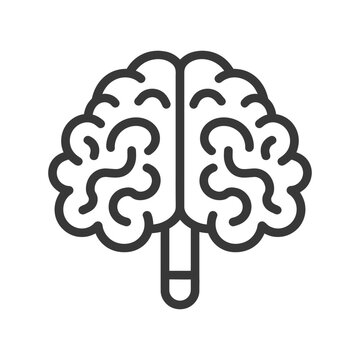 Black and white illustration of the human brain organ