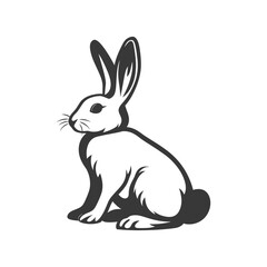 Obraz premium A monochrome image depicts a sitting rabbit with long ears