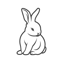 Obraz premium A simple monochrome drawing depicts a seated bunny rabbit