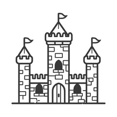 Fototapeta premium A black and white illustration of a medieval castle structure