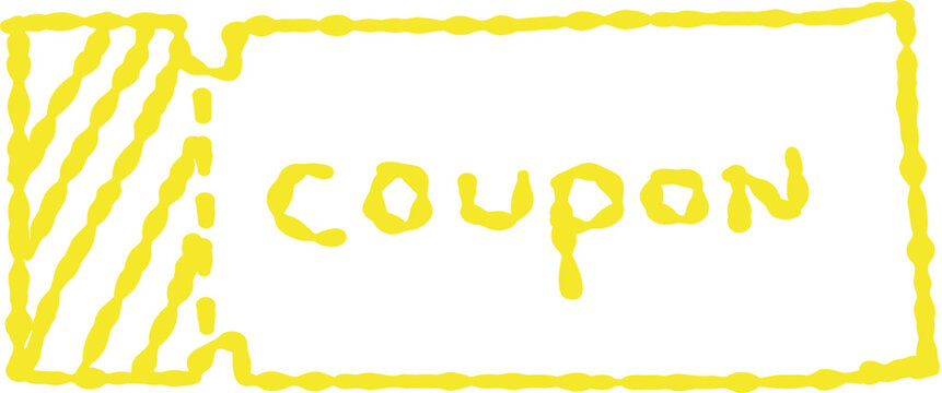 Hand-drawn yellow coupon ticket illustration - cute doodle with hatching stub