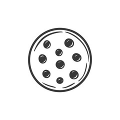 Obraz premium A black and white illustration of a circular pizza graphic