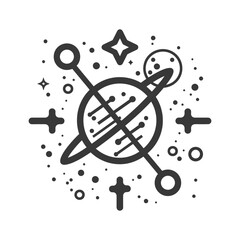 Obraz premium A graphic illustration of a planet with surrounding space elements