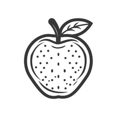 Fototapeta premium An outlined illustration of a single apple with leaf and stem