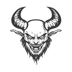 Obraz premium A scary black horned demon head with intense angry expression