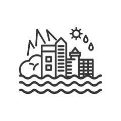 Fototapeta premium A black and white depiction of an urban flooding scenario