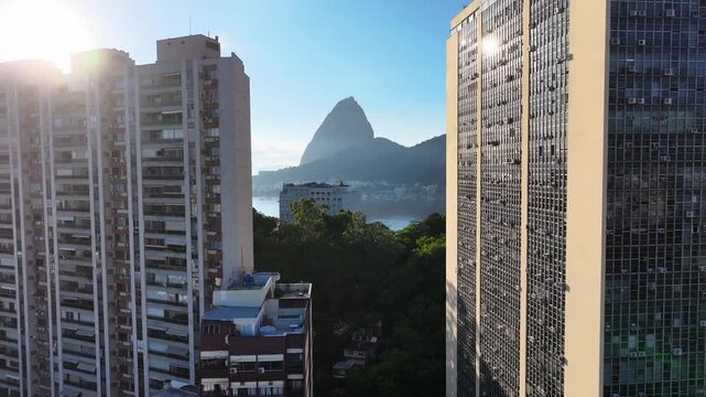 Rio De Janeiro Skyline In Rio De Janeiro In Brazil. Sugarloaf Mountain Scenery. Downtown District. Guanabara Bay Skyline. Rio De Janeiro Skyline In Rio De Janeiro In Brazil. Beautiful Cityscape. 