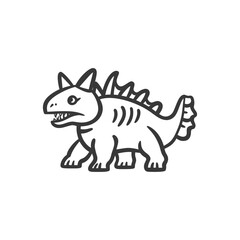 Fototapeta premium A cartoon illustration of a stylized dinosaur creature in profile