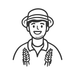 Obraz premium Smiling farmer wearing a hat with depictions of wheat on clothing