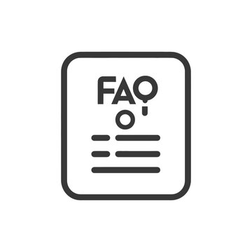 Simple black and white icon depicting frequently asked questions answers