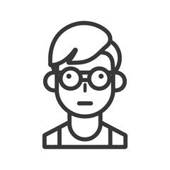 Obraz premium A simple line drawing of a person wearing eyeglasses