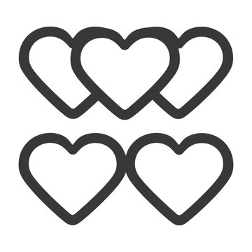 A simple illustration featuring seven interconnected heart shaped icons