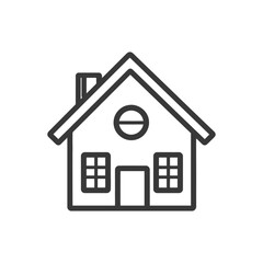Fototapeta premium Simple drawing depicts a house with windows and a chimney