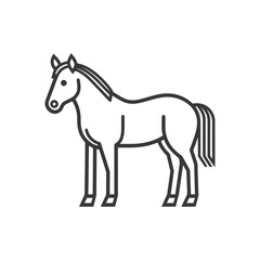 Fototapeta premium A simple black and white illustration of a standing horse