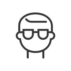 Fototapeta premium Simple outlined image representing a person wearing glasses and smiling