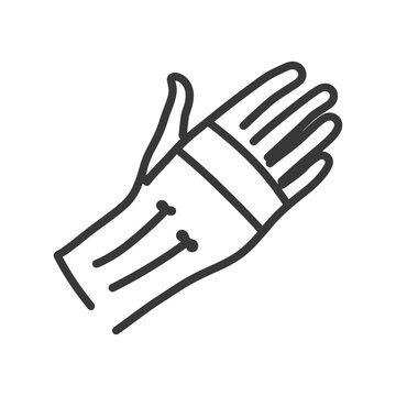 Simple illustration of an open hand with fingers and a wrist band