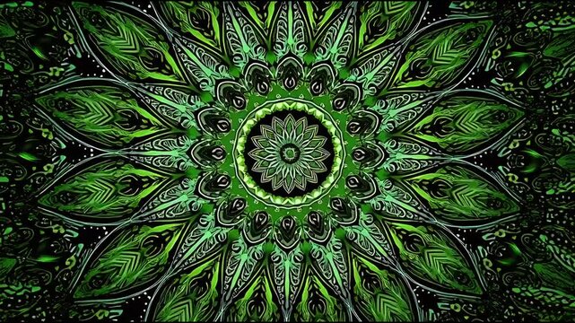 Abstract Green Mandala Pattern With Intricate Symmetry And Organic Textures Creating A Mesmerizing Visual Experience