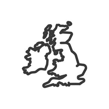 A simple outlined map showing islands and the surrounding area