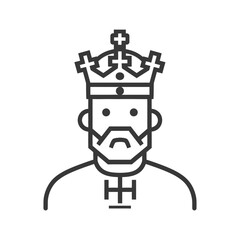 Fototapeta premium A stylized linear portrait depicting a regal monarch wearing a crown