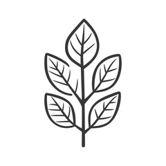 Fototapeta premium Simple black and white illustration of a leafy plant branch